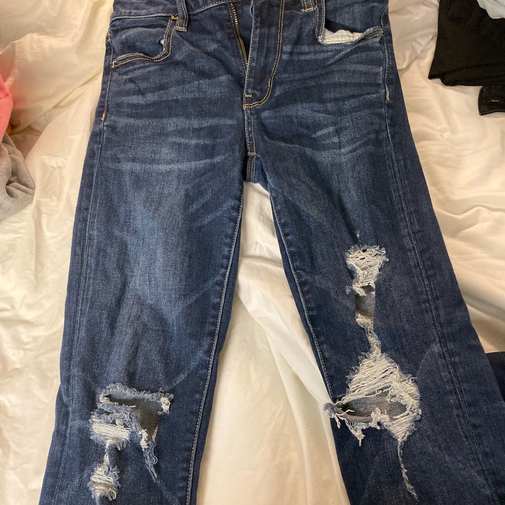 American eagle high rise ripped skinny jeans